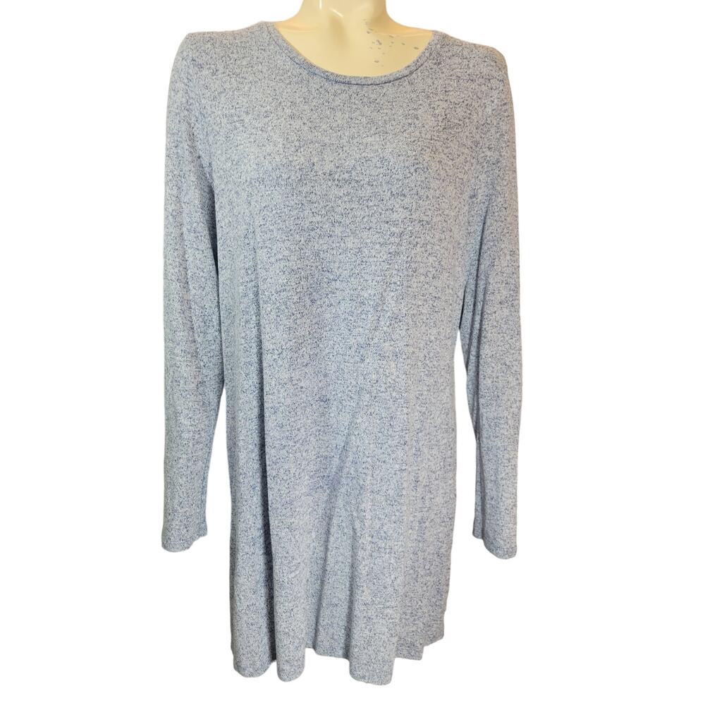 Falls Creek Tunic Gray‎ Space Dye Side Slit Crew Neck Long Sleeve Dress XL
